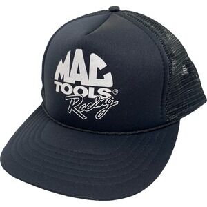Vintage Mac Tools Racing Black Foam Mesh Trucker Hat Cap Snapback Retro‎